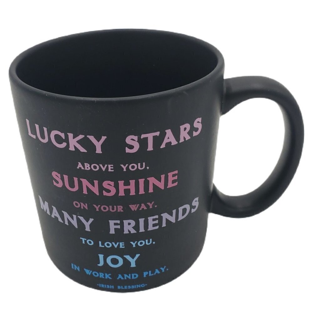 Quotable Mugs "Lucky Stars Above You" Irish Blessing Black Mug 16oz